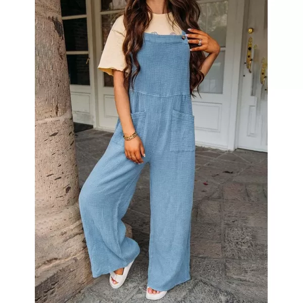 IDEALSANXUN Wide Leg Overalls for Womens Boho Comfy Baggy Loose Jumpsuits Romper2blue