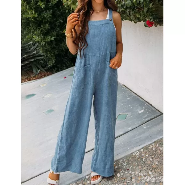 IDEALSANXUN Wide Leg Overalls for Womens Boho Comfy Baggy Loose Jumpsuits Romper2blue