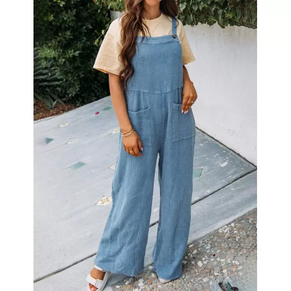 IDEALSANXUN Wide Leg Overalls for Womens Boho Comfy Baggy Loose Jumpsuits Romper2blue