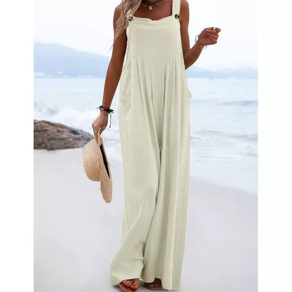 IDEALSANXUN Wide Leg Overalls for Womens Boho Comfy Baggy Loose Jumpsuits RomperBeige