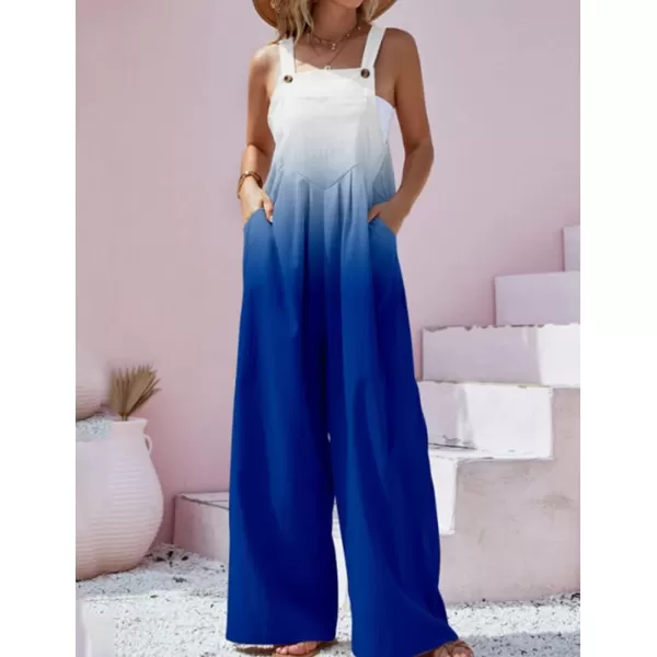 IDEALSANXUN Wide Leg Overalls for Womens Boho Comfy Baggy Loose Jumpsuits RomperG Blue
