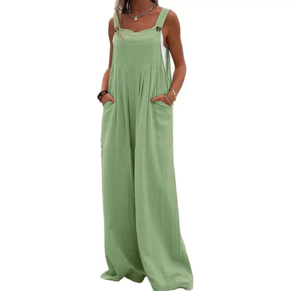 IDEALSANXUN Wide Leg Overalls for Womens Boho Comfy Baggy Loose Jumpsuits RomperGreen