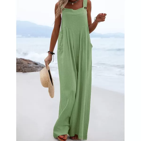 IDEALSANXUN Wide Leg Overalls for Womens Boho Comfy Baggy Loose Jumpsuits RomperGreen