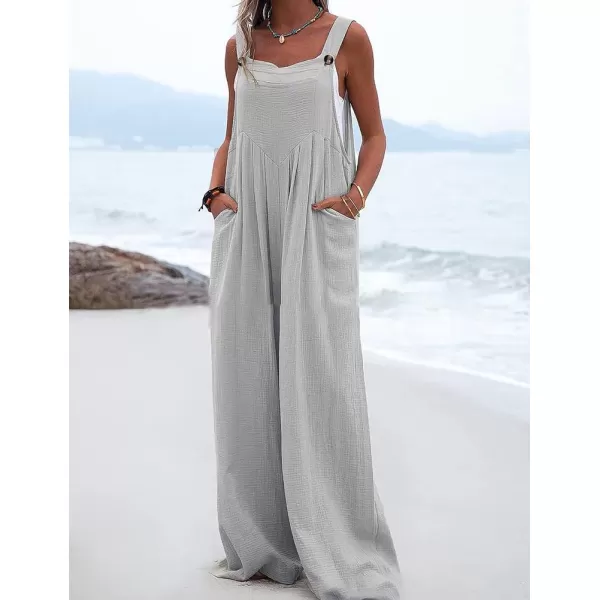 IDEALSANXUN Wide Leg Overalls for Womens Boho Comfy Baggy Loose Jumpsuits RomperGrey