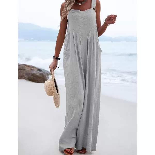 IDEALSANXUN Wide Leg Overalls for Womens Boho Comfy Baggy Loose Jumpsuits RomperGrey