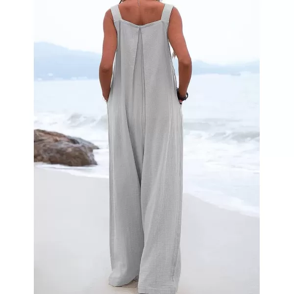 IDEALSANXUN Wide Leg Overalls for Womens Boho Comfy Baggy Loose Jumpsuits RomperGrey