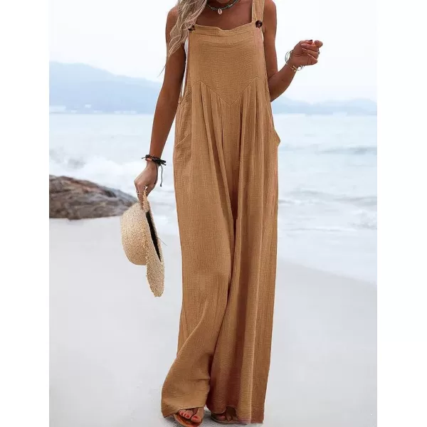 IDEALSANXUN Wide Leg Overalls for Womens Boho Comfy Baggy Loose Jumpsuits RomperOrange