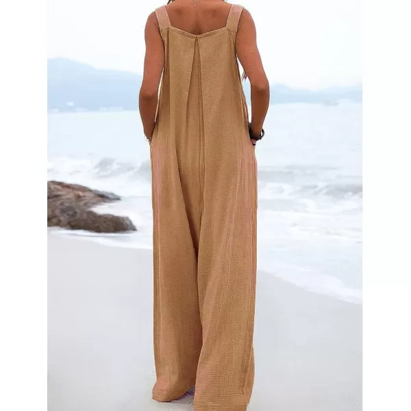 IDEALSANXUN Wide Leg Overalls for Womens Boho Comfy Baggy Loose Jumpsuits RomperOrange