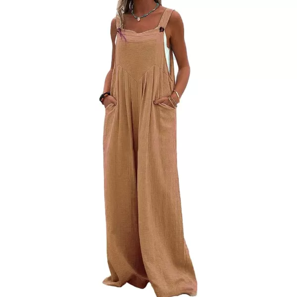 IDEALSANXUN Wide Leg Overalls for Womens Boho Comfy Baggy Loose Jumpsuits RomperOrange