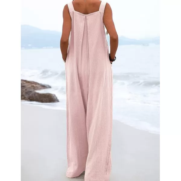 IDEALSANXUN Wide Leg Overalls for Womens Boho Comfy Baggy Loose Jumpsuits RomperPink