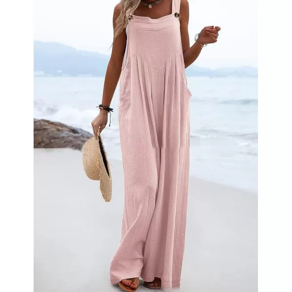 IDEALSANXUN Wide Leg Overalls for Womens Boho Comfy Baggy Loose Jumpsuits RomperPink