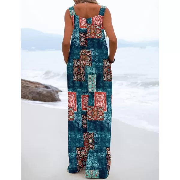 IDEALSANXUN Wide Leg Overalls for Womens Boho Comfy Baggy Loose Jumpsuits RomperPrint 2