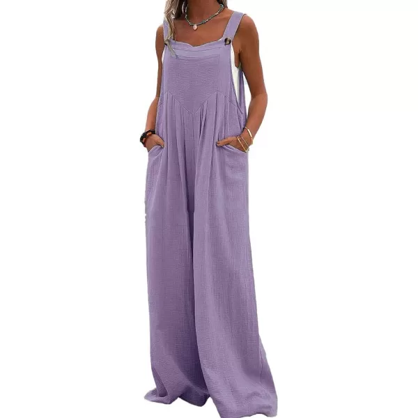 IDEALSANXUN Wide Leg Overalls for Womens Boho Comfy Baggy Loose Jumpsuits RomperPurple