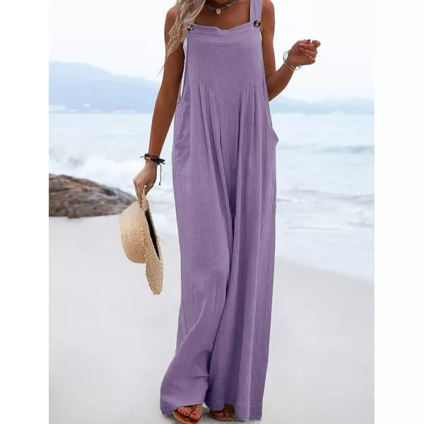 IDEALSANXUN Wide Leg Overalls for Womens Boho Comfy Baggy Loose Jumpsuits RomperPurple