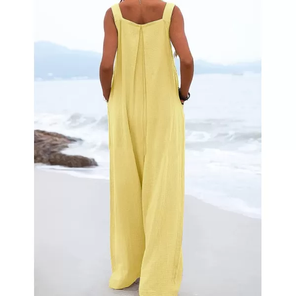 IDEALSANXUN Wide Leg Overalls for Womens Boho Comfy Baggy Loose Jumpsuits RomperYellow