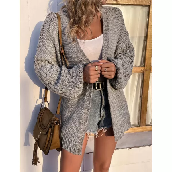 IDEALSANXUN Women Cardigan Sweater Oversized Balloon Sleeve V Neck Lightweight Casual Knit Pullover TopsGrey