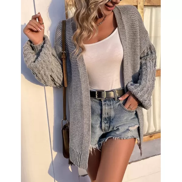 IDEALSANXUN Women Cardigan Sweater Oversized Balloon Sleeve V Neck Lightweight Casual Knit Pullover TopsGrey