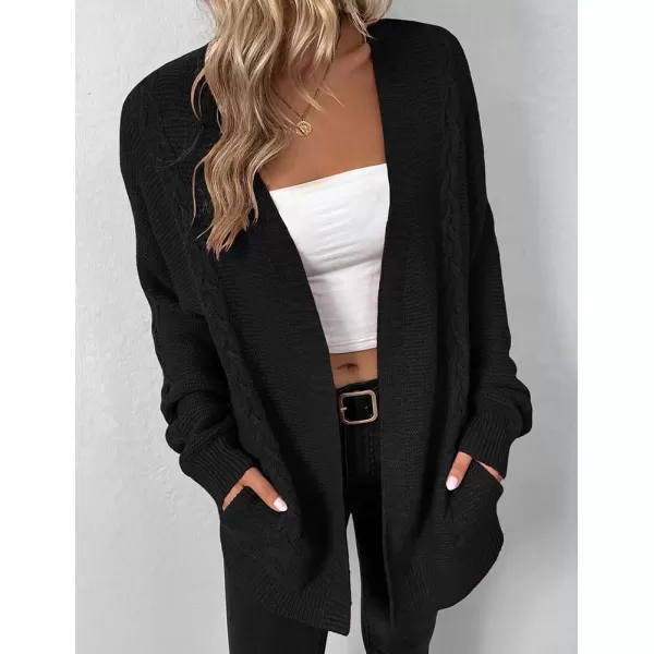IDEALSANXUN Women Cardigan Sweater Oversized V Neck Long Sleeve Casual Fall Winter 2023 Knit Sweater Jacket CoatBlack