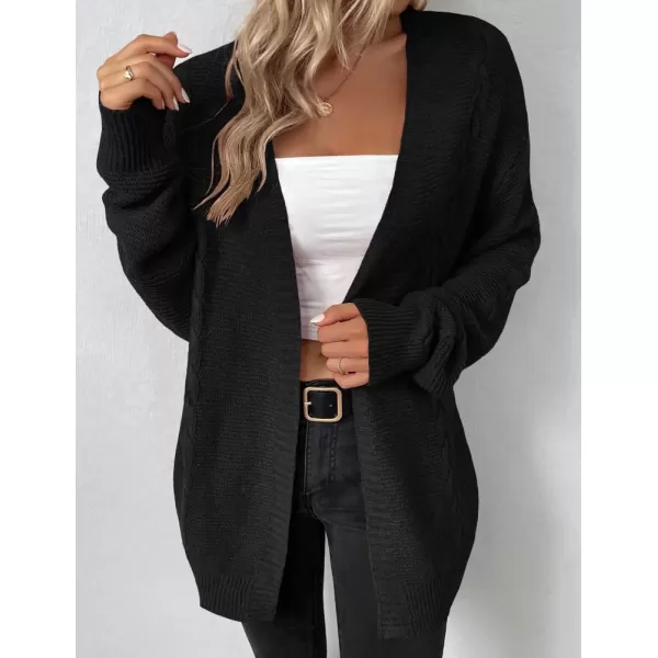 IDEALSANXUN Women Cardigan Sweater Oversized V Neck Long Sleeve Casual Fall Winter 2023 Knit Sweater Jacket CoatBlack