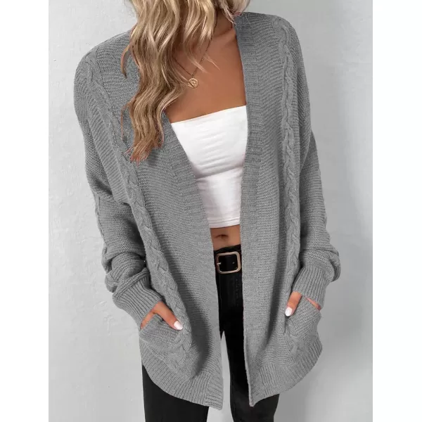 IDEALSANXUN Women Cardigan Sweater Oversized V Neck Long Sleeve Casual Fall Winter 2023 Knit Sweater Jacket CoatGrey