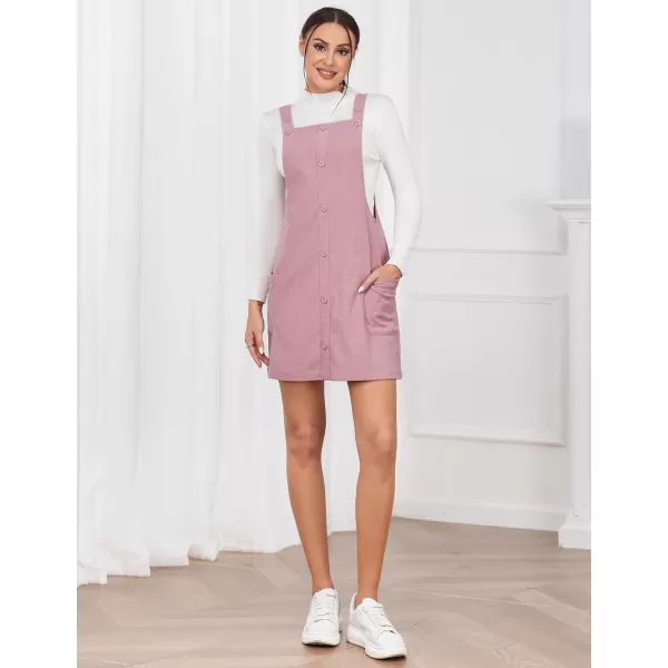 IDEALSANXUN Womens Button Down Corduroy Overall Dress with PocketsPink