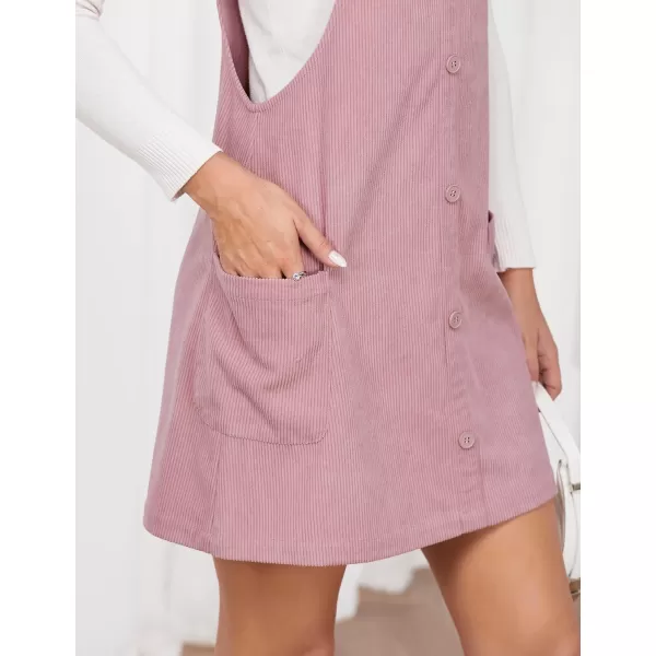 IDEALSANXUN Womens Button Down Corduroy Overall Dress with PocketsPink