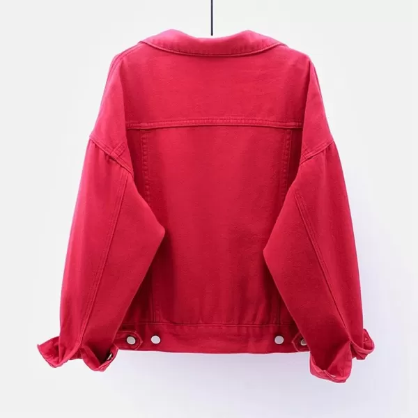 IDEALSANXUN Womens Casual Loose Fit Colorful Denim JacketsRed