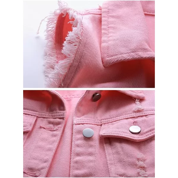 IDEALSANXUN Womens Casual Ripped Denim Vest WaistcoatPink