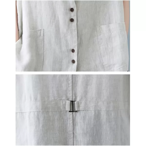 IDEALSANXUN Womens Cotton Linen Vest Casual Sleeveless Blazer Cardigans Lightweight Jacket Waistcoat2 Light Grey