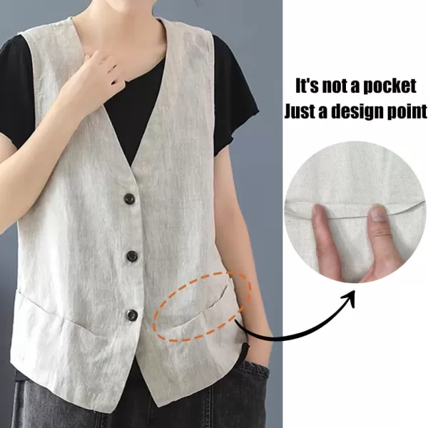 IDEALSANXUN Womens Cotton Linen Vest Casual Sleeveless Blazer Cardigans Lightweight Jacket WaistcoatBlack