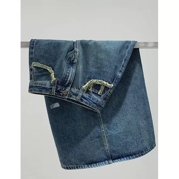 IDEALSANXUN Womens Denim Midi Skirt Casual High Waisted A Line Slit Long Jean SkirtBlue