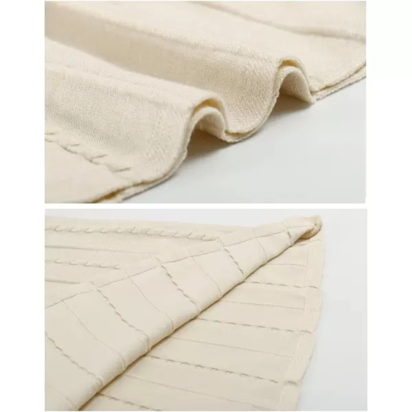 IDEALSANXUN Womens Fall Winter High Waisted Aline Pleated Midi Ribbed Knit Sweater SkirtsBeige 3447