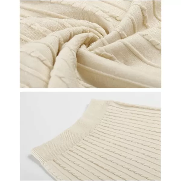IDEALSANXUN Womens Fall Winter High Waisted Aline Pleated Midi Ribbed Knit Sweater SkirtsBeige 3447