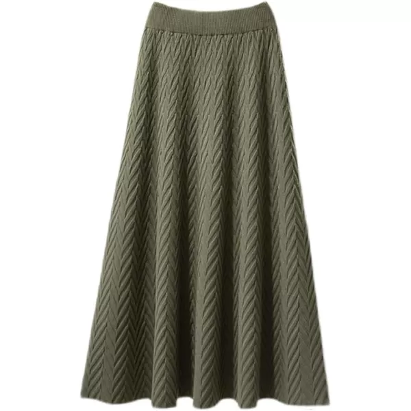 IDEALSANXUN Womens Fall Winter High Waisted Aline Pleated Midi Ribbed Knit Sweater SkirtsDark Green 140083