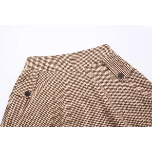 IDEALSANXUN Womens FallWinter High Waist Plaid Slim Aline Long SkirtCamel