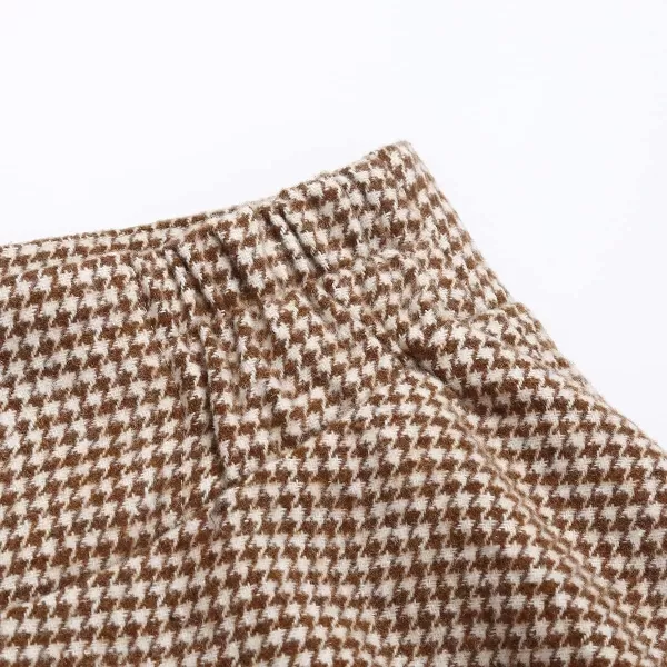 IDEALSANXUN Womens FallWinter High Waist Plaid Slim Aline Long SkirtCamel