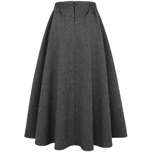 IDEALSANXUN Womens FallWinter High Waist Plaid Slim Aline Long SkirtDark Grey