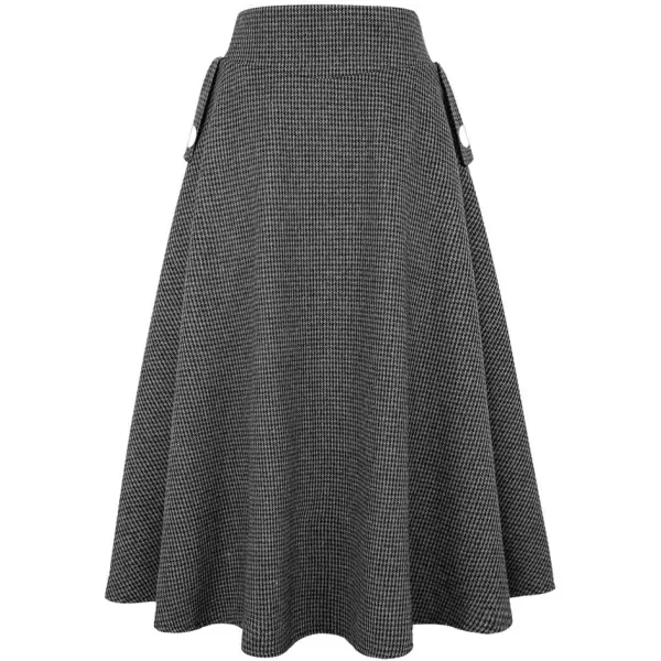 IDEALSANXUN Womens FallWinter High Waist Plaid Slim Aline Long SkirtDark Grey