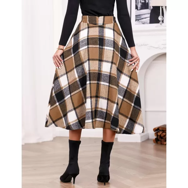 IDEALSANXUN Womens FallWinter High Waist Plaid Slim Aline Long SkirtPlaid Brown New