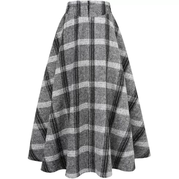 IDEALSANXUN Womens FallWinter High Waist Plaid Slim Aline Long SkirtPlaid Grey