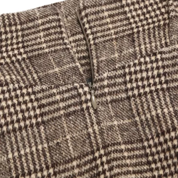 IDEALSANXUN Womens FallWinter High Waist Plaid Slim Aline Long SkirtPlaid Grid Coffee