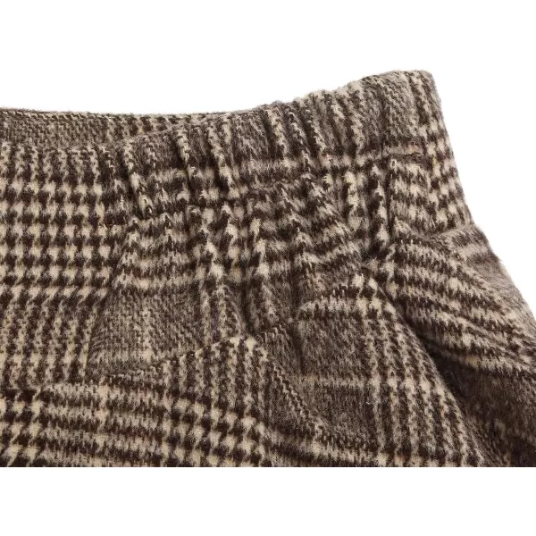 IDEALSANXUN Womens FallWinter High Waist Plaid Slim Aline Long SkirtPlaid Grid Coffee