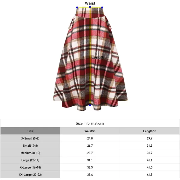 IDEALSANXUN Womens FallWinter High Waist Plaid Slim Aline Long SkirtPlaid Orange