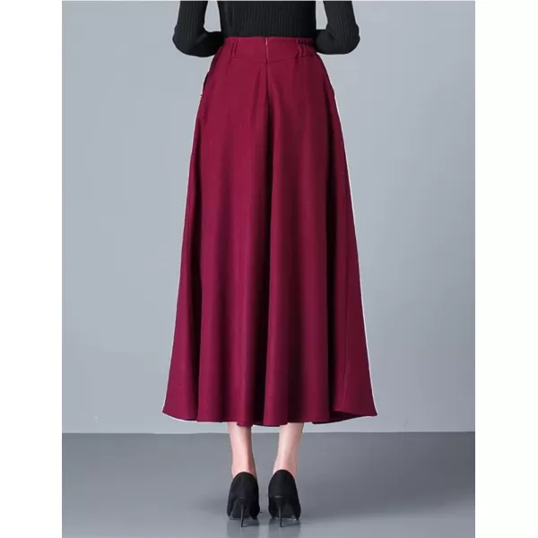 IDEALSANXUN Womens FallWinter High Waist Plaid Slim Aline Long SkirtPure Wine