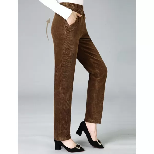 IDEALSANXUN Womens Fleece Lined Jeans Elastic Waist Loose Straight Leg JeansCordKhaki