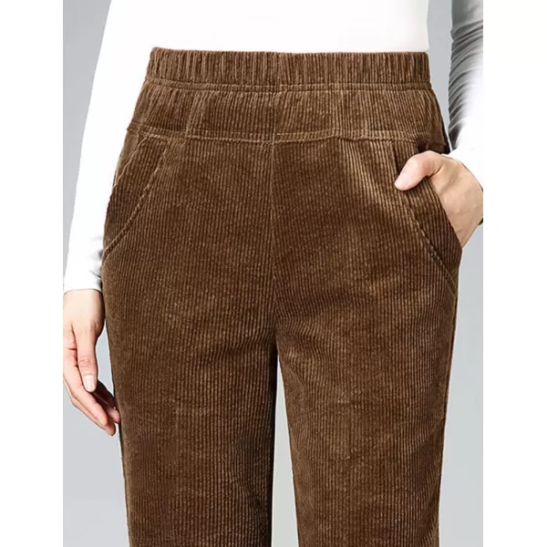 IDEALSANXUN Womens Fleece Lined Jeans Elastic Waist Loose Straight Leg JeansCordKhaki