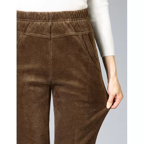 IDEALSANXUN Womens Fleece Lined Jeans Elastic Waist Loose Straight Leg JeansCordKhaki