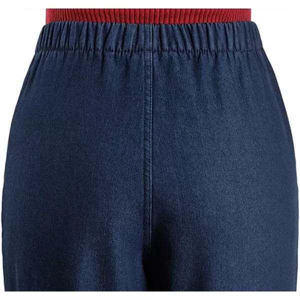 IDEALSANXUN Womens Fleece Lined Jeans Elastic Waist Loose Straight Leg JeansOmbre Flowerfleece