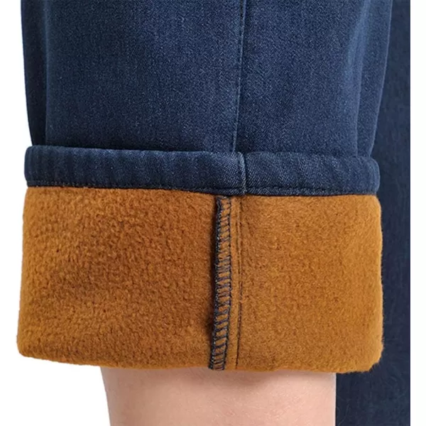 IDEALSANXUN Womens Fleece Lined Jeans Elastic Waist Loose Straight Leg JeansRed Flowerfleece