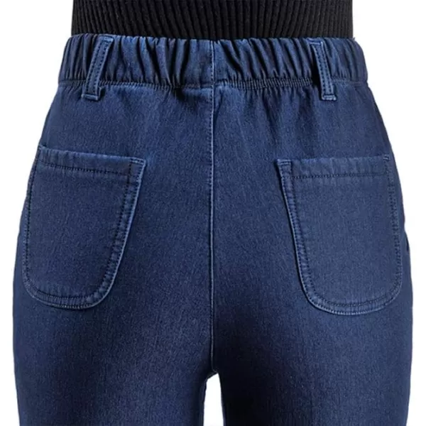 IDEALSANXUN Womens Fleece Lined Jeans Retro Elastic Waist Denim PantsRoyal Blue 265